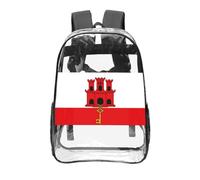CNTDBU Mochila transparente de 40,6 cm con diseño de bandera de Gibraltar, bolsa de PVC transparente aprobada para estadios, bolsillo frontal con impresión personalizada, mochila ligera de viaje