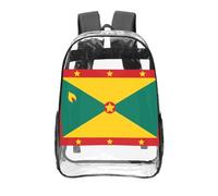 CNTDBU Mochila transparente de 40,6 cm con diseño de bandera de Granada, bolsa de PVC transparente aprobada para estadios, bolsillo frontal con impresión personalizada, mochila ligera de viaje, unisex