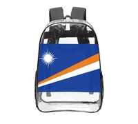 CNTDBU Mochila transparente de 40,6 cm con diseño de bandera de las Islas Marshall, bolsa de PVC transparente aprobada por el estadio, bolsillo frontal con impresión personalizada, mochila ligera de