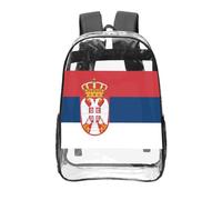 CNTDBU Mochila transparente de 40,6 cm con diseño de bandera de Serbia, bolsa de PVC transparente aprobada para estadios, bolsillo frontal con impresión personalizada, mochila de viaje ligera unisex