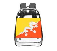 CNTDBU Mochila transparente de 40,6 cm con diseño de bandera del Reino de Bután, bolsa de PVC transparente aprobada para estadios, bolsillo frontal con estampado personalizado, mochila de viaje ligera