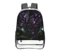CNTDBU Mochila transparente de orquídea morada oscura de 16 pulgadas, resistente, aprobada por estadios, bolsa de libros de PVC transparente, parte inferior reforzada, mochila de viaje, unisex