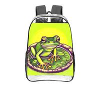 CNTDBU Mochila transparente Frog in a Pond de 16 pulgadas, bolsa de PVC transparente aprobada para estadios, bolsillo frontal con impresión personalizada, mochila ligera de viaje, unisex