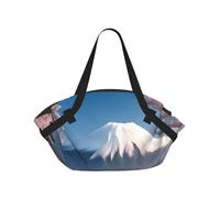 CNTDBU Monte Fuji a principios de primavera 2 en 1 bolsa de manta de picnic, plegable, impermeable, alfombra redonda para parque de playa, bolsa portátil de camping con bolsillos de almacenamiento