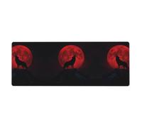 CNTDBU Moon Wolf - Alfombrilla de escritorio extra grande de 11.8 x 31.5 pulgadas, alfombrilla antideslizante para mouse para juegos con borde cosido, almohadilla impermeable para teclado para oficina