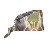 CNTDBU Mouse in Love - Gorra de trabajo con botones, gorro de chef suave para limpiar la cocina, gorra ajustable para spa, salón de belleza, sombrero unisex con banda para el sudor, color negro