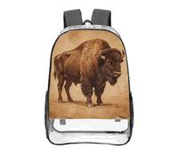 CNTDBU Old Paper Buffalo - Mochila transparente de 40,6 cm, resistente, aprobada por estadios, PVC, parte inferior reforzada, mochila de viaje, unisex