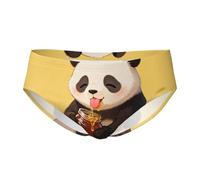 CNTDBU Panda Drink Honey - Calzoncillos triangulares para hombre, suaves, elásticos, transpirables, con bolsa, cintura sin etiquetas, absorbe la humedad para uso diario, Negro, XXL