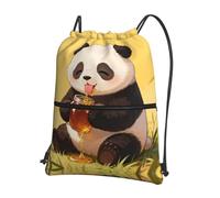 CNTDBU Panda Drink Honey - Mochila con cordón y cremallera, impermeable, ligera, para deportes de gimnasio, bolsa de cincha ajustable para viajes y senderismo