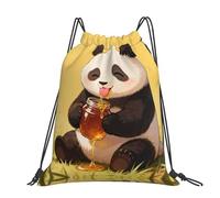 CNTDBU Panda Drink Honey - Mochila grande impermeable y ligera para deportes de gimnasio, mochila casual con cordón para viajes, senderismo