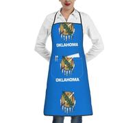 CNTDBU PaOklahoma - Delantal de cocina impermeable con bandera del estado para hombres y mujeres, resistente a las manchas, babero de cocina con bolsillo profundo, delantal de chef ajustable y