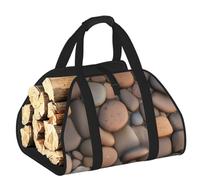 CNTDBU Pebbles in the Beach - Bolsa de transporte de leña de lona resistente, impermeable, con asas acolchadas