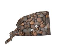 CNTDBU Pebbles in the Beach - Gorra de trabajo con botones, gorro de chef suave para limpiar la cocina, gorra ajustable para spa, salón de belleza, sombrero unisex negro