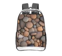 CNTDBU Pebbles in the beach - Mochila transparente de PVC transparente aprobada por estadios, bolsillo frontal con estampado personalizado, mochila ligera de viaje unisex
