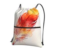 CNTDBU Phoenix Feathers - Mochila con cordón y cremallera, impermeable, ligera, para deportes de gimnasio, bolsa de cincha ajustable para viajes y senderismo