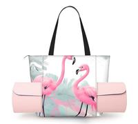 CNTDBU Pink Flamingo - Bolsa de yoga para mujer, bolsa de gimnasio grande con soporte para esterilla de yoga, bolsa de hombro ligera para entrenamiento, viajes, playa