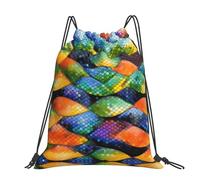 CNTDBU Rainbow Fish Scale - Mochila grande impermeable y ligera para deportes de gimnasio, mochila casual con cordón para viajes, senderismo