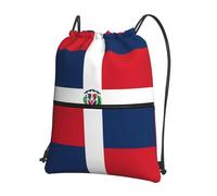 CNTDBU República Dominicana Mochila con cordón y cremallera, impermeable, ligera, para deportes de gimnasio, bolsa de cincha ajustable para viajes y senderismo