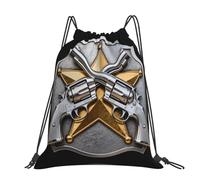 CNTDBU Revolver Sheriff Badge - Mochila grande impermeable y ligera para deportes de gimnasio, mochila casual con cordón para viajes, senderismo