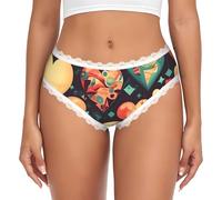 CNTDBU Ropa interior de bikini de encaje negro con corazones coloridos para mujer, bragas suaves y elásticas de talle bajo, sin costuras, transpirables, hipster para uso diario, blanco, XXL