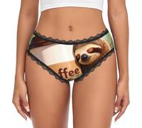 CNTDBU Ropa interior de bikini de encaje negro con diseño de animales en una hamaca, ropa interior suave y elástica de talle bajo, sin costuras, transpirable, para uso diario, Negro, M