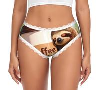 CNTDBU Ropa interior de bikini de encaje negro con diseño de animales en una hamaca, ropa interior suave y elástica de talle bajo, sin costuras, transpirable, para uso diario, blanco, XL