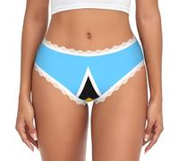 CNTDBU Ropa interior de bikini de encaje negro con la bandera de Santa Lucía para mujer, bragas suaves y elásticas de talle bajo, sin costuras, transpirables, hipster para uso diario, blanco, S