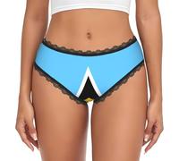 CNTDBU Ropa interior de bikini de encaje negro con la bandera de Santa Lucía para mujer, bragas suaves y elásticas de talle bajo, sin costuras, transpirables, hipster para uso diario, Negro, L