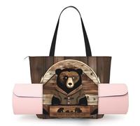 CNTDBU Rustic Lodge Bear - Bolsa de yoga para mujer, bolsa de gimnasio grande con soporte para esterilla de yoga, bolsa de hombro ligera para entrenamiento, viajes, playa