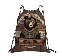 CNTDBU Rustic Lodge Bear - Mochila grande impermeable y ligera para deportes de gimnasio, mochila casual con cordón para viajes, senderismo
