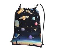 CNTDBU Saturn Jupiter Earth - Mochila con cordón y cremallera, impermeable, ligera, para deportes de gimnasio, bolsa ajustable para viajes, senderismo