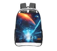 CNTDBU Science Fiction Future - Mochila transparente de 16 pulgadas, bolsa de PVC transparente aprobada para estadios, bolsillo frontal con impresión personalizada, mochila ligera de viaje, unisex