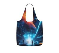 CNTDBU Science Fiction Future Packaway - Bolsa plegable ligera y reutilizable para comestibles, mochila de viaje de 25 litros con cordón para el trabajo y el gimnasio