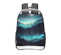 CNTDBU Science Fiction Stars - Mochila transparente de 16 pulgadas, bolsa de PVC transparente aprobada para estadios, bolsillo frontal con estampado personalizado, mochila ligera de viaje, unisex