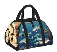 CNTDBU Sharks Under the Sea - Bolsa de transporte de leña de lona resistente, impermeable, con asas acolchadas