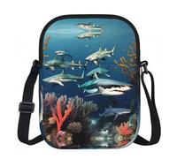 CNTDBU Sharks under the sea - Bolso cruzado pequeño con cremallera para mujer, impermeable, casual, para viajes, cartera de teléfono