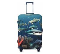 CNTDBU Sharks Under the Sea - Funda elástica para maleta, protector de equipaje elástico para viajes, resistente a los arañazos, se adapta a la mayoría de maletas, Black, XL, bohemio