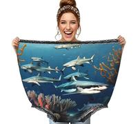 CNTDBU Sharks Under The Sea Granny Bragas para mujer, divertido regalo de broma, ropa interior de gran tamaño, pantalones grandes novedosos para despedida de soltera, intercambio de Papá Noel secreto