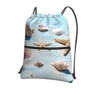 CNTDBU Shell Starfish - Mochila de playa con cordón y cremallera, impermeable, ligera, para deportes de gimnasio, bolsa de cincha ajustable para viajes y senderismo