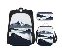 CNTDBU Snow Mountain Peak - Juego de bolsa de almuerzo 3 en 1, bolsa de viaje para viajeros, bolsa de almuerzo aislada para el trabajo con funda para laptop