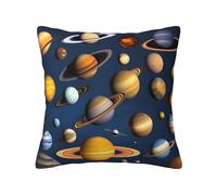 CNTDBU Solar System Planets - Funda de cojín de felpa de doble cara, funda de almohada cuadrada suave y acogedora con cremallera oculta, funda de almohada decorativa para cama, sofá o coche