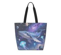 CNTDBU Starry Whale Tyvek - Bolsa de compras reutilizable, ligera, plegable, de papel, impermeable, duradera, respetuosa con el medio ambiente, para compras, trabajo, viajes