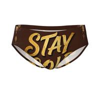 CNTDBU Stay Gold Quote - Calzoncillos triangulares para hombre, ropa interior elástica y transpirable con bolsa, cintura sin etiquetas, absorbe la humedad para uso diario, Negro, 3XL