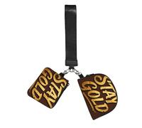 CNTDBU Stay Gold Quote - Llavero de pulsera para mujer, bolsa de muñeca pequeña para llaves, tarjetas, paquete de 2 bolsas con cremallera para correr, gimnasio, viajes, deportes al aire libre