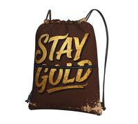 CNTDBU Stay Gold Quote - Mochila con cordón y cremallera, impermeable, ligera, para deportes de gimnasio, bolsa de cincha ajustable para viajes y senderismo