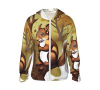 CNTDBU Sudadera con capucha de ardilla que come nueces, ligera, transpirable, para hombres y mujeres, chaqueta UV para senderismo, correr, viajes, Negro, Altoa única