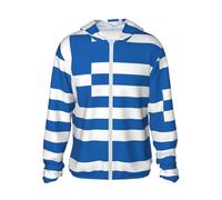 CNTDBU Sudadera con capucha de protección solar con bandera griega, ligera, transpirable, para hombres y mujeres, chaqueta UV para senderismo, correr, viajes, Negro, Altoa única