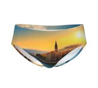 CNTDBU Sunset In Barcelona - Calzoncillos triangulares para hombre, ropa interior elástica y transpirable con bolsa, cintura sin etiquetas, absorbe la humedad para uso diario, Negro, 3XL