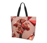 CNTDBU Tea Rose Block - Bolsa de hombro grande para mujer, ligera, impermeable, bolsa de compras reutilizable con bolsillo interior para el trabajo y viajes