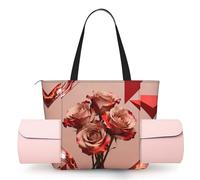 CNTDBU Tea Rose Block - Bolsa de yoga para mujer, bolsa de gimnasio grande con soporte para esterilla de yoga, bolsa de hombro ligera para entrenamiento, viajes, playa